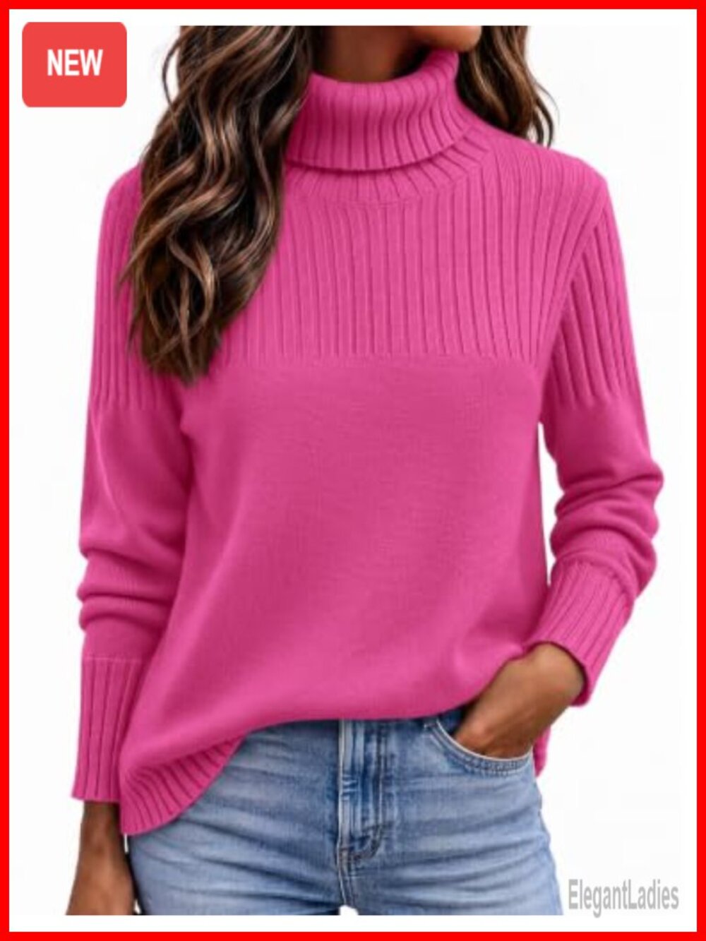 Women's Turtleneck Sweater Ribbed Knit Pullover Fall Winter Casual